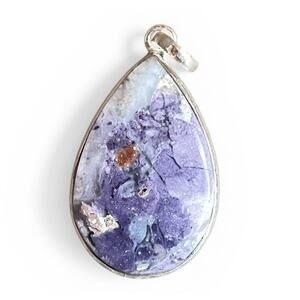 Tiffany Stone 925 Sterling Silver 1.75” Pendant Purple Large Statement Teardrop